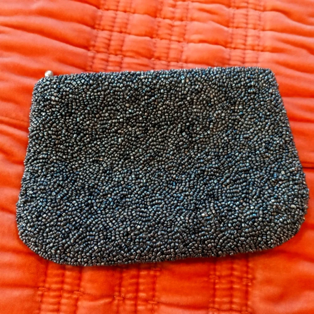Chan Luu Black Beaded Clutch with Silver Hardware